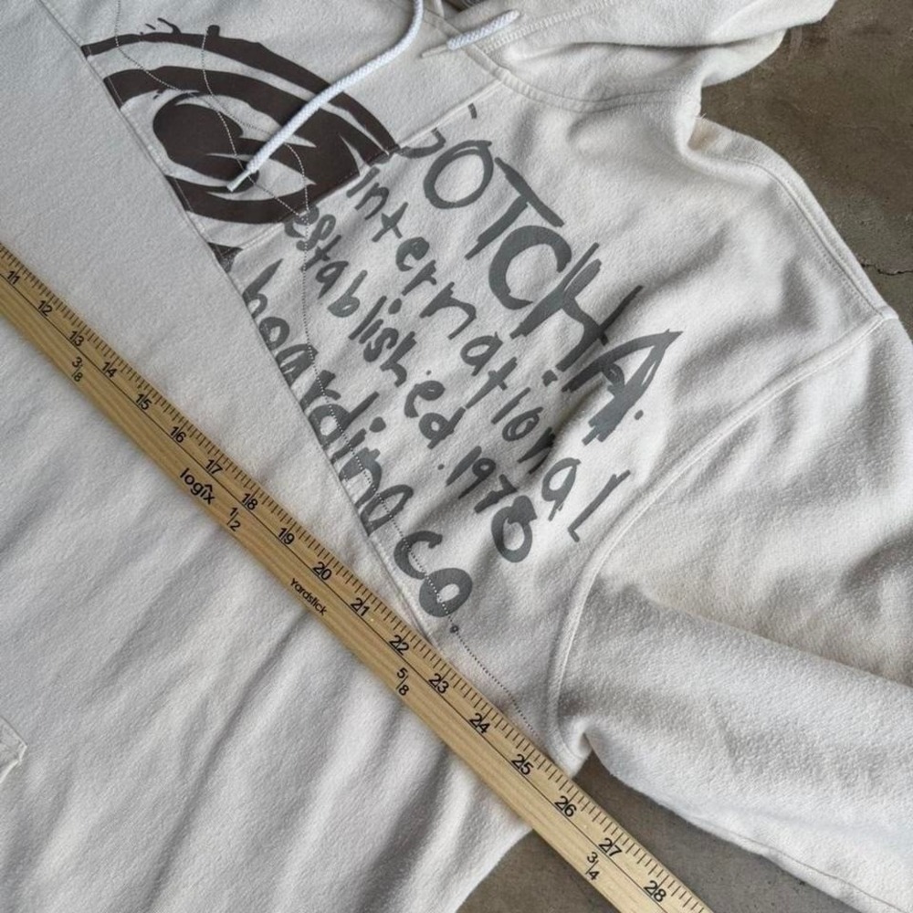 vintage gotcha surf hoodie Y2K grail cream size XL surf skater - Picture 6 of 7